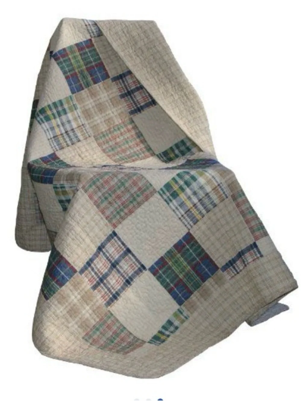 GAIAM Patchwork Plaid Cotton Quilt in Beige, Blue, Red, Green